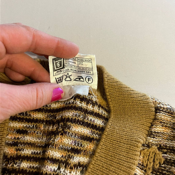 VINTAGE Acrylic brown sweater vest M - Picture 7 of 8